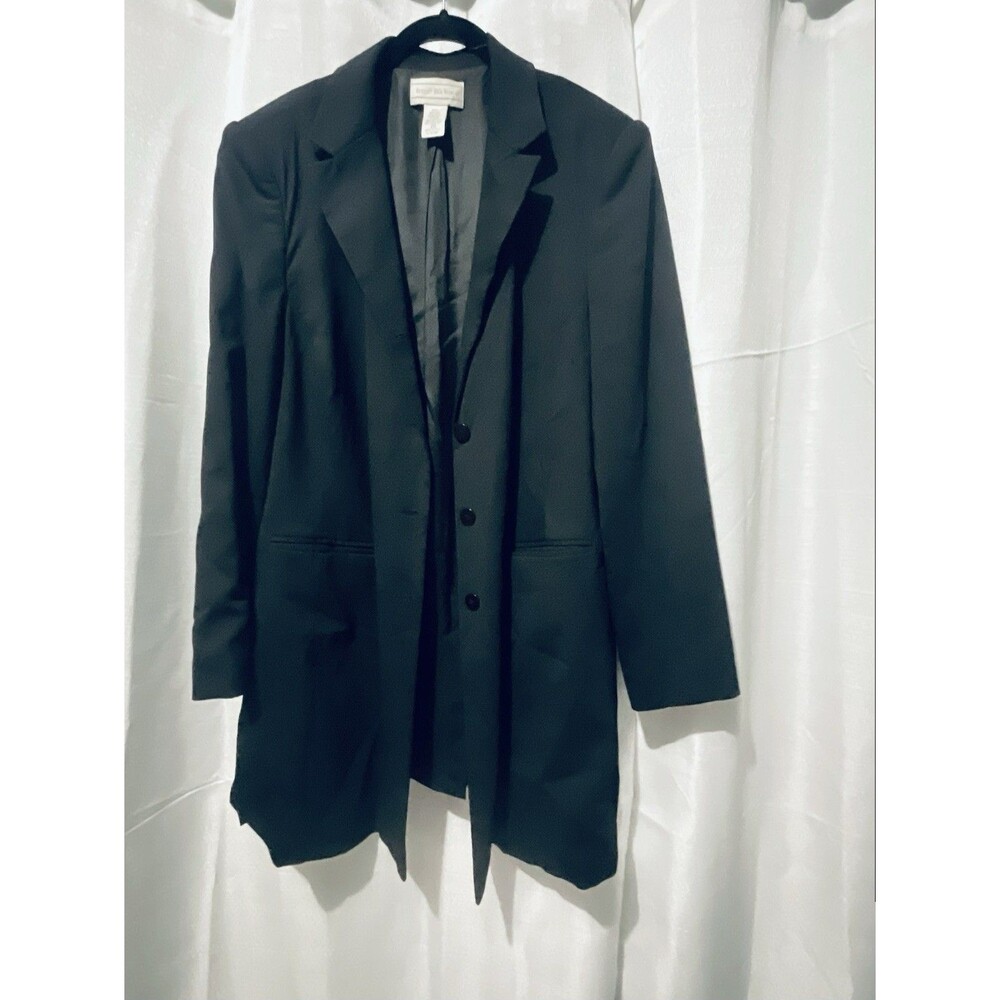 August Max stylish long open front blazer 2pockets, fully lined, Black SZ 20